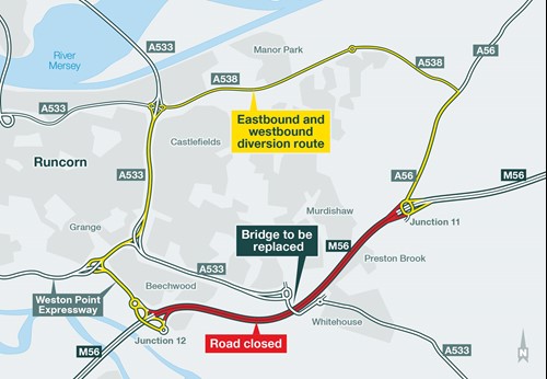 M56 J11-12 & A533 over M56 Closed this weekend. | Winsford ASC